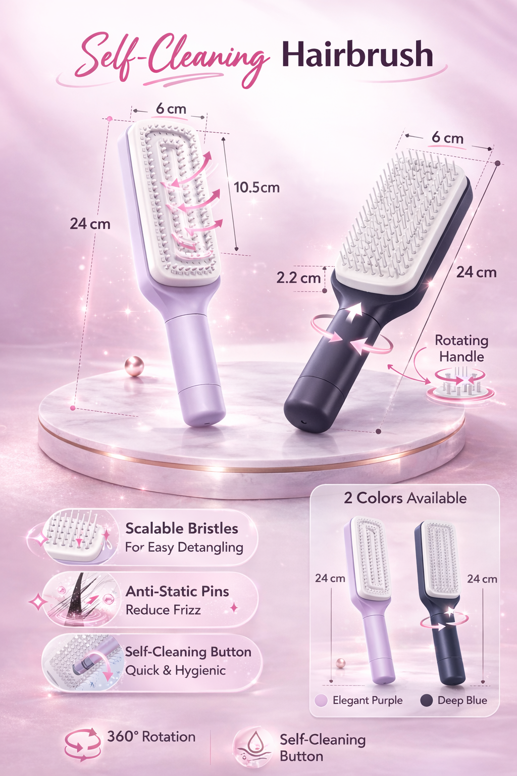 Cepillo Self-Cleaning para el cuidado de tu cabello